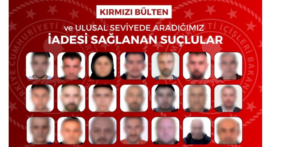 Kırmızı bültenle ve ulusal seviyede aranan 48 suçlu Türkiye’ye getirildi