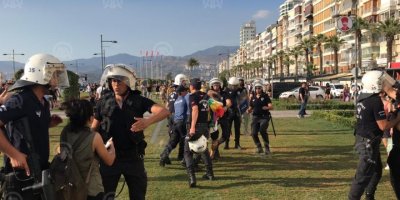 ALSANCAK KARIŞTI..POLİS MÜDAHALE ETTİ..GÖZALTILAR VAR