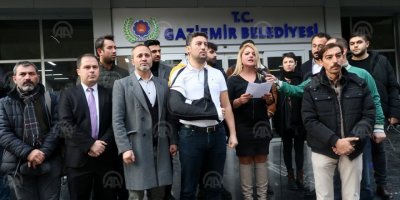 SENDİKACILAR GAZETECİ DARP EDERSE...BASIN AÇIKLAMASI YAPTILAR