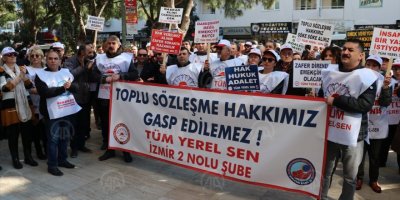 GAZİEMİR BELEDİYESİ ÇALIŞANLARI EYLEM YAPTI