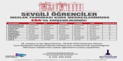 İZMİR'DE EBA ERİŞİM MERKEZLERİ 28 EYLÜL'DE AÇILIYOR