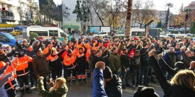 KARŞIYAKA İŞÇİSİ BELEDİYEYİ BASTI..ALIN TERİMİZİ İSTİYORUZ